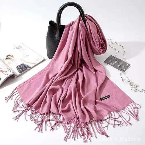 Imitation Cashmere Scarf Women's Solid Color Fringed Warm Dual use Shawl Skin Red - Shop at LoveMi