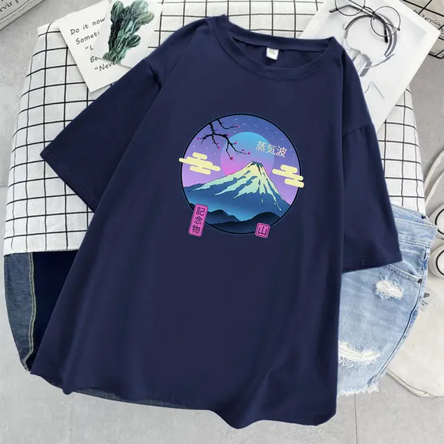 Ladies Short Sleeve Round Neck T Shirt Navy Blue - Shop at LoveMi