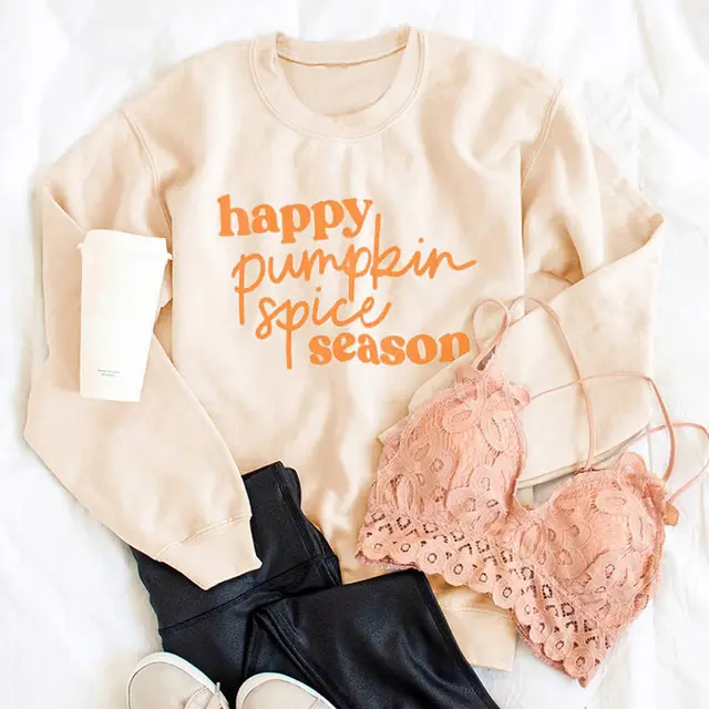 New European And American Letter Printing Round Neck Casual Top Beige - Shop at LoveMi