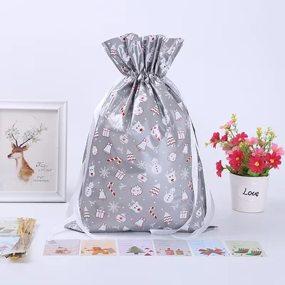 New Style Drawstring Gift Christmas Gift Bag Grey - Shop at LoveMi