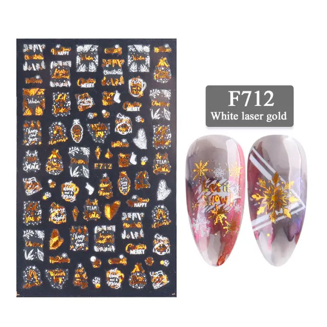 New Nail Stickers 3D Christmas Series Two color Golden Laser Snowflake Thin Stickers Nail Art Design Nail Art Stickers 3 Style - Shop at LoveMi