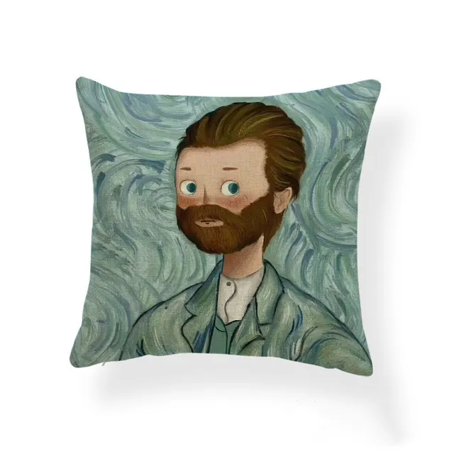 Cartoon Girl Printed Pillowcase Oil Painting Blended Cushion Bb59068 - Shop at LoveMi