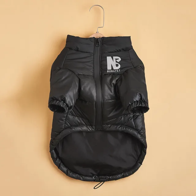 Fashion Dog Cotton Clothes Pet Reflective Autumn And Winter Warm Trendy Brand Jacket Black - Shop at LoveMi