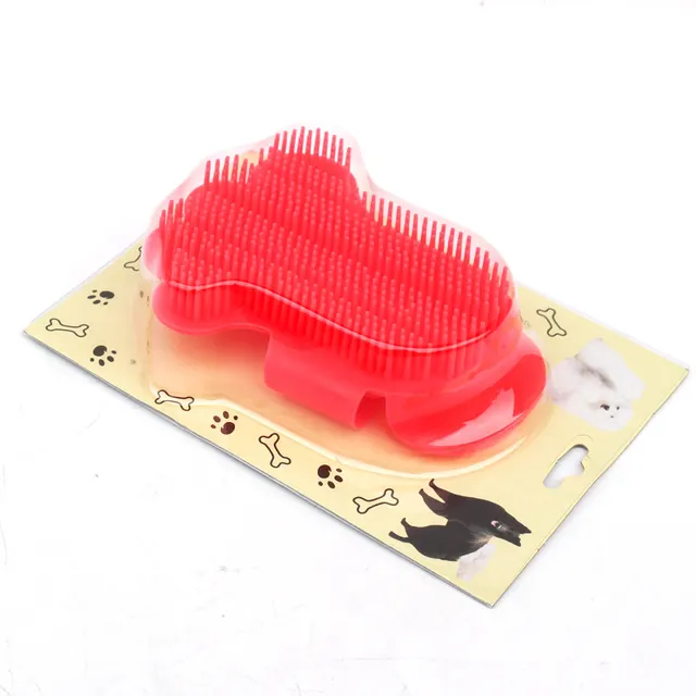 Foot shaped Pet Dog Bathing Massage Brush Red - Shop at LoveMi