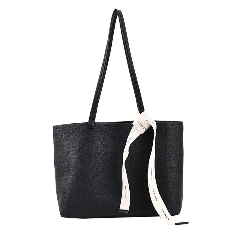 Women's Simple Retro Leather Shoulder Bag Black - Shop at LoveMi