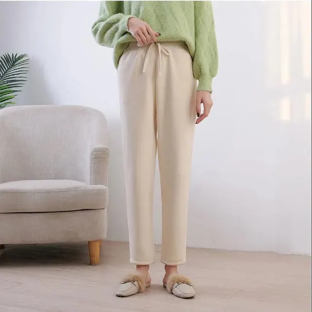 Plus Velvet Casual Straight Loose Loose Wild Thin Harem Pants Offwhite Plus Velvet - Shop at LoveMi