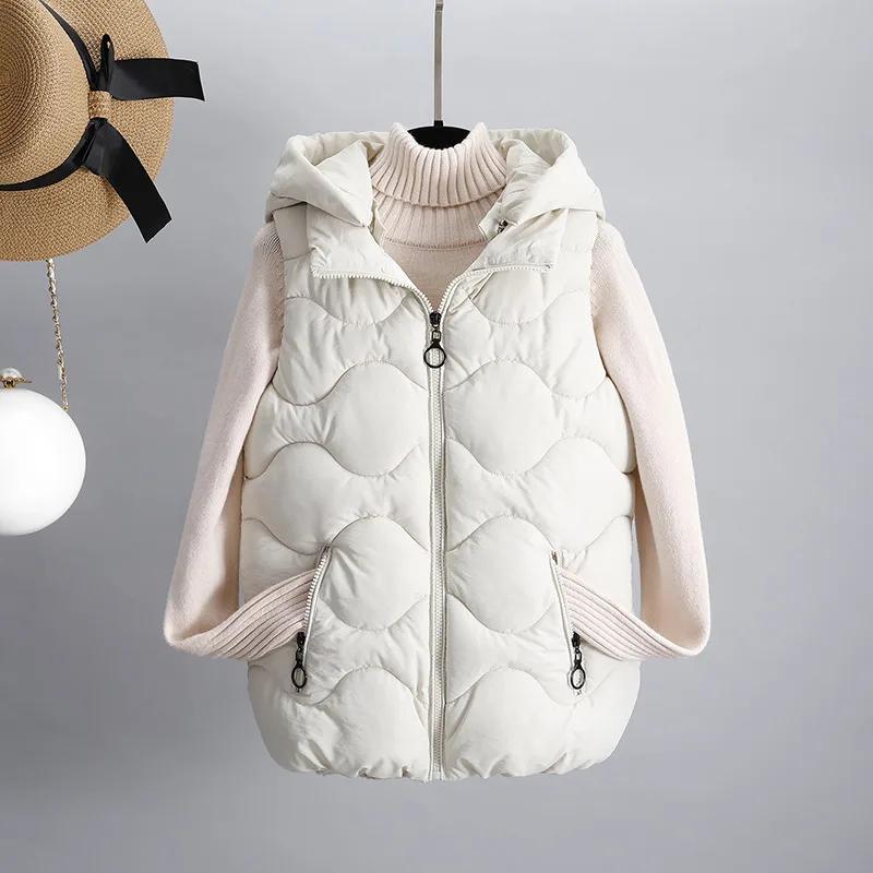 Cotton Vest Women's Self cultivation All match Sleeveless Waistcoat Beige - Shop at LoveMi