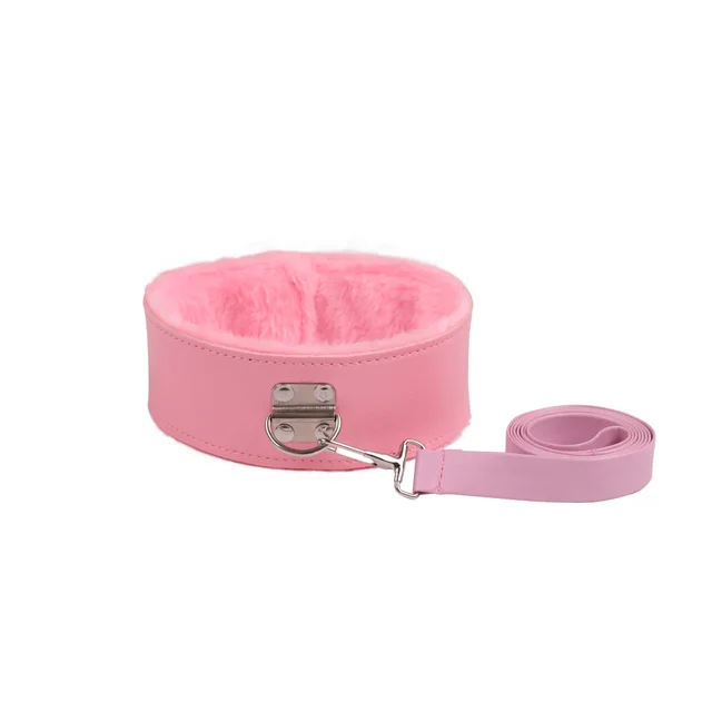 Pin Buckle Collar Neck Sleeve With Traction Chain Pink - Shop at LoveMi