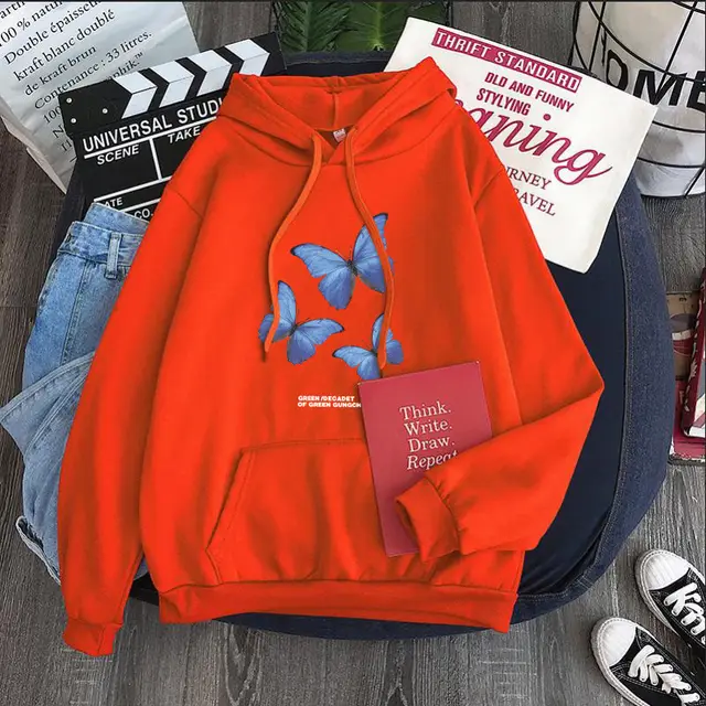 Spring And Autumn Plus Velvet Loose Korean Style Style Ins Couple Hooded Jacket Red - Shop at LoveMi
