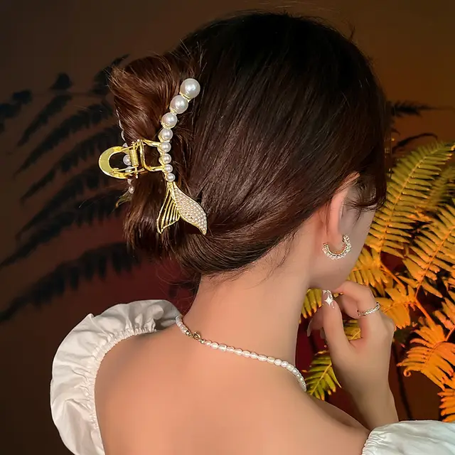 Shark Clip Korean Elegant Temperament Hair Catch Headdress Pearl - Shop at LoveMi