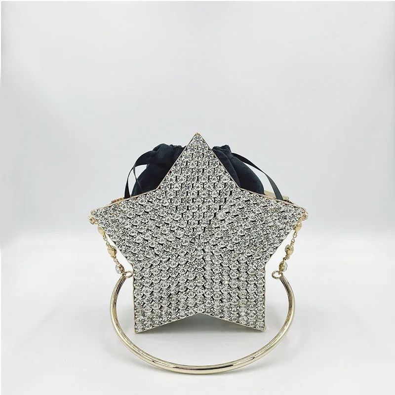 Hand held Diamond studded Star Dinner Clutch Black - Shop at LoveMi