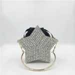 Hand-held Diamond-studded Star Dinner Clutch - Black