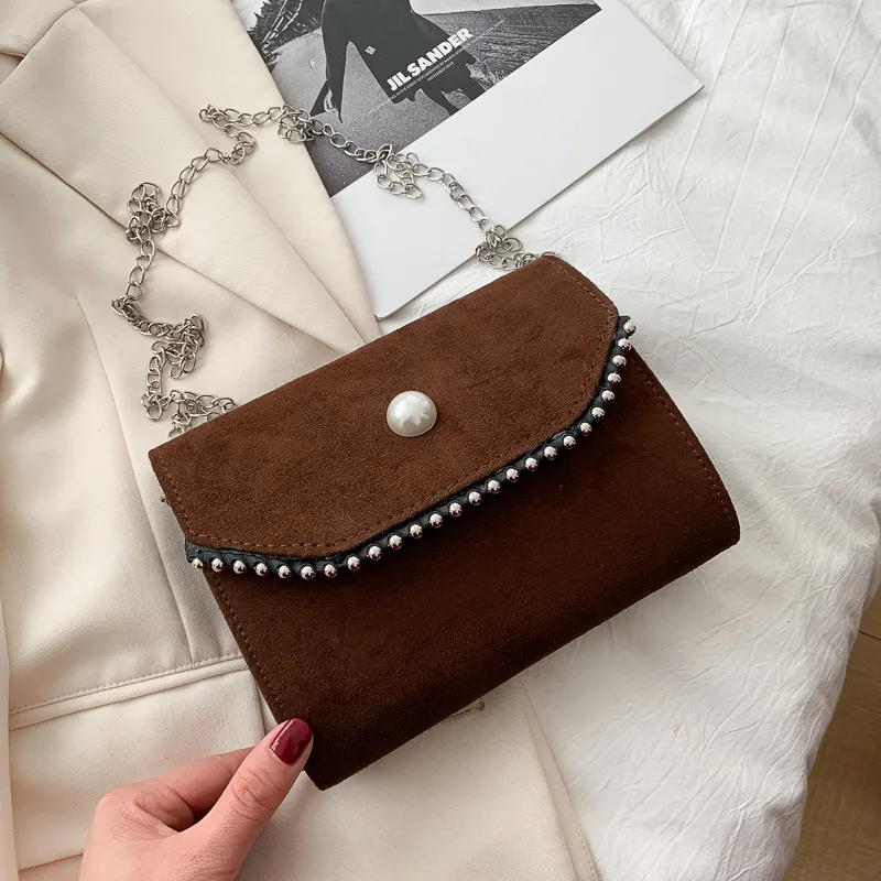 Small Square Fashion Texture Messenger Versatile Shoulder Bag Brown - Shop at LoveMi