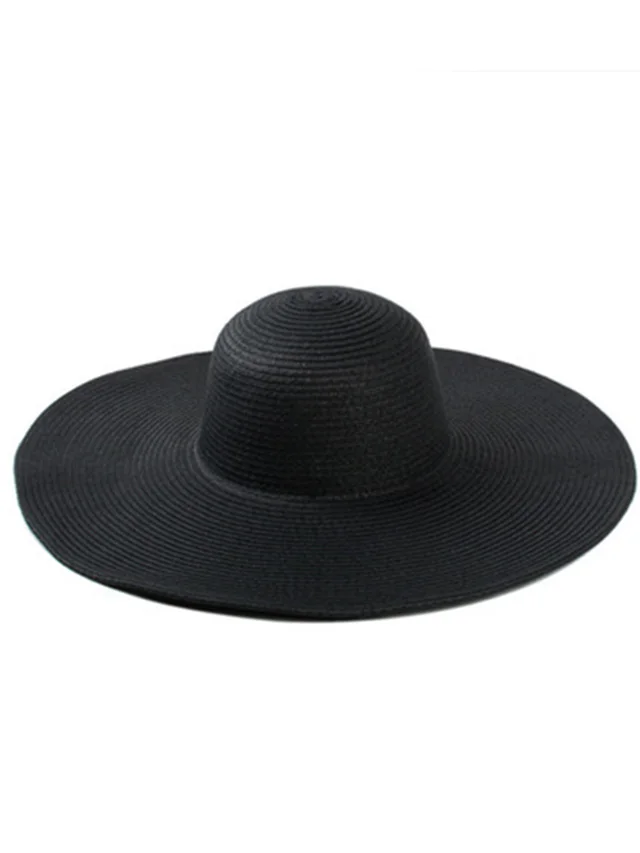Women's Summer Korean Outing All match Sunscreen Straw Hat Beach Hat Black - Shop at LoveMi