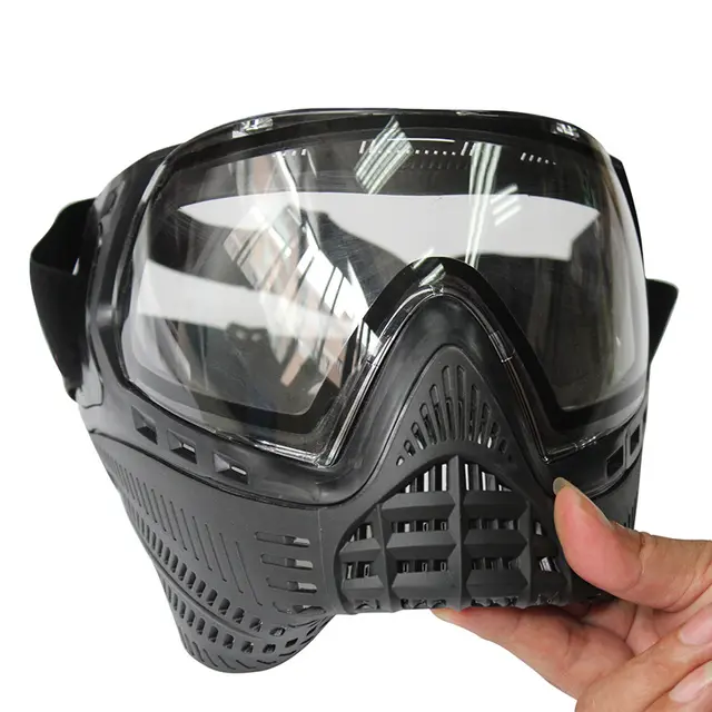 All Black Double Layer Elastic Band Paintball Protective Mask Full Black - Shop at LoveMi