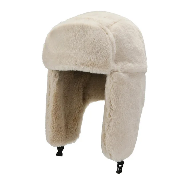 Outdoor Riding Warm Ear Protection Cute Sun Fleece Winter Hat Off White - Shop at LoveMi