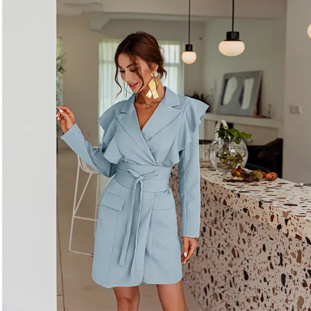 Fashion And Elegant Temperament Dress Red Yellow Blue Blue - Shop at LoveMi