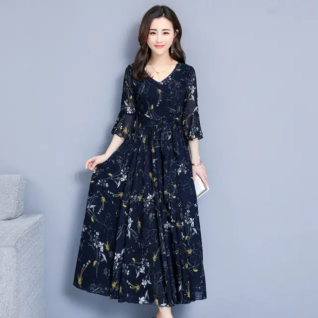 Super Fairy Waist Beach Big Swing Maxi Skirt Blue - Shop at LoveMi