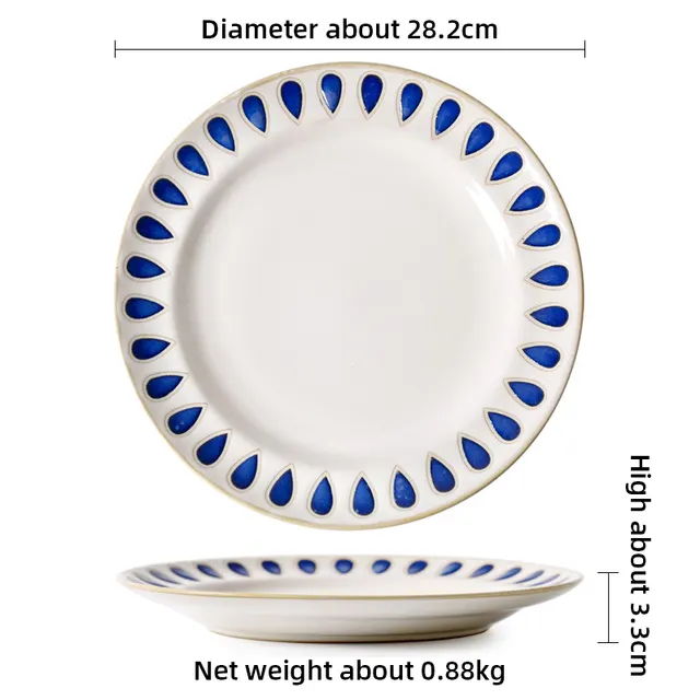 Ceramic Round Household Tableware Bowl Plate Set 11Inch Plate - Shop at LoveMi