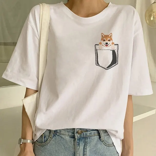 Women's Fashion Shiba Inu Dog Round Neck T shirt 2417Style - Shop at LoveMi