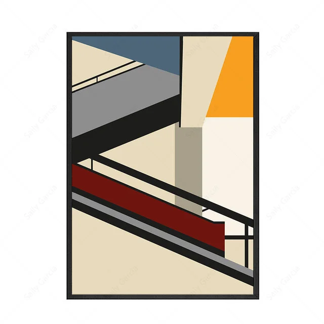 Nordic Retro Colorful Geometric Art Poster Abstract Line Canvas Painting - Shop at LoveMi