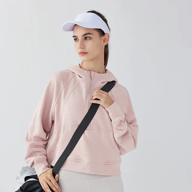 Sports Jacket Women's Thin Fleece Hooded Sweater Pink - Shop at LoveMi
