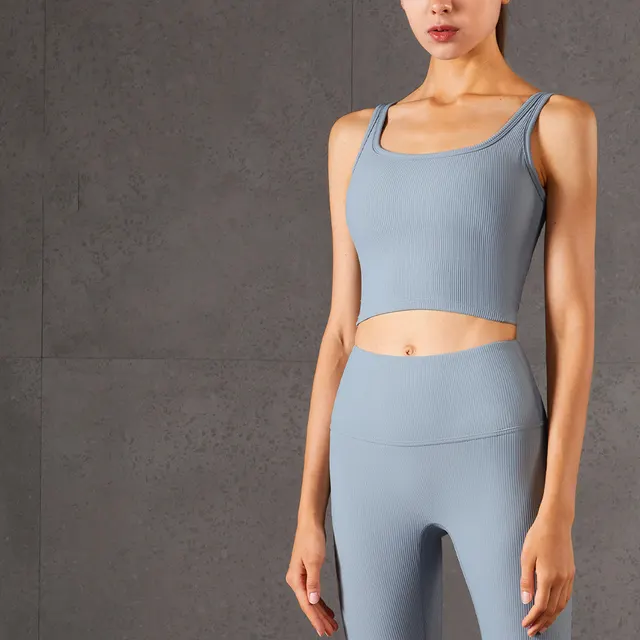 Skin friendly Sports Yoga Underwear Vest style High Elastic Gather Sky Blue - Shop at LoveMi