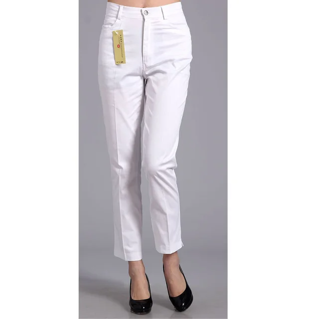 Ladies Casual Cotton Cropped Trousers All match White - Shop at LoveMi