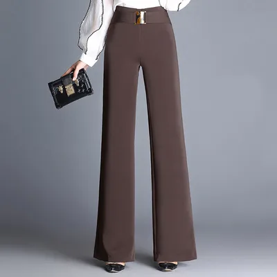 Simple Korean Style Wide Leg Pants Women High Waist Camel - Shop at LoveMi