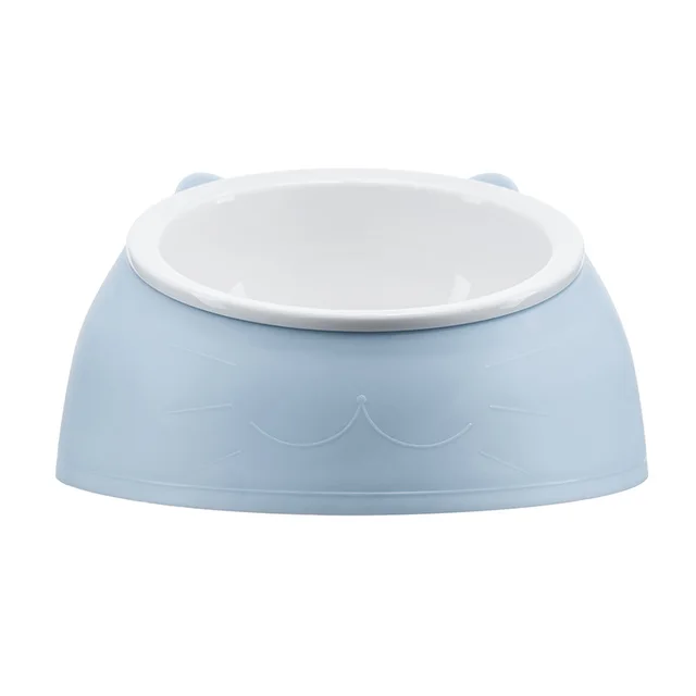 Simple Ceramic Tilting Anti overturning Cat Food Bowl Blue - Shop at LoveMi