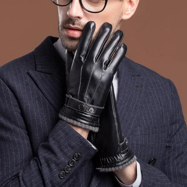 Men's Winter Warmth And Velvet Thick Sheepskin Cold proof Gloves M Infleece - Shop at LoveMi