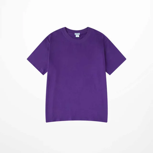 All match Pure Cotton Solid Color Loose Short Sleeves Purple - Shop at LoveMi