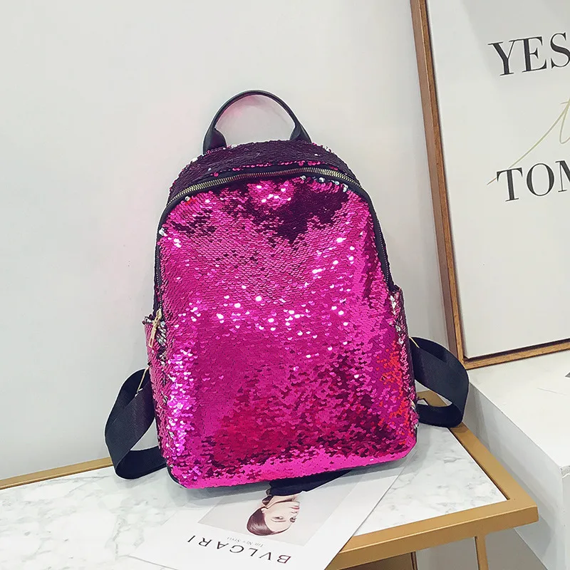 New Sequined Backpack Women Korean Version Rose - Shop at LoveMi