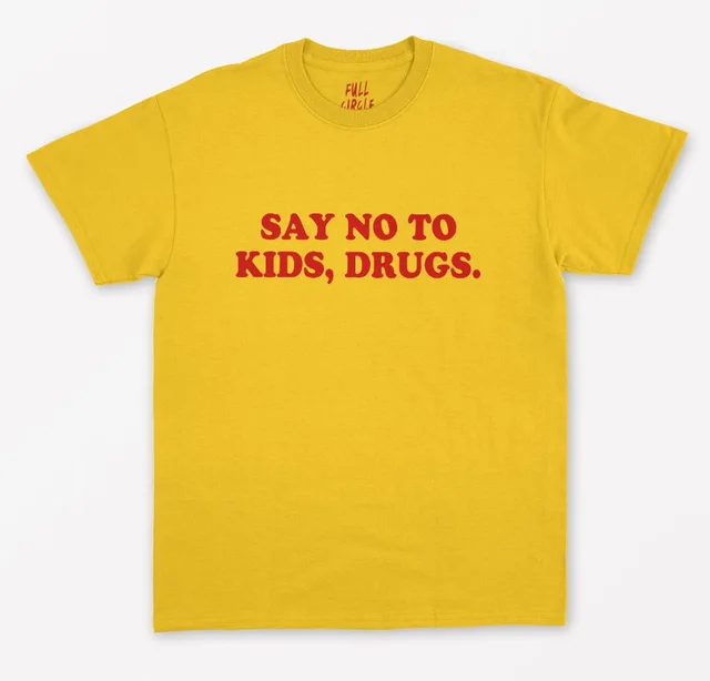 Say No To Children Drugs Red Letters Women's T shirt Cotton Linen And Linen Yellow - Shop at LoveMi
