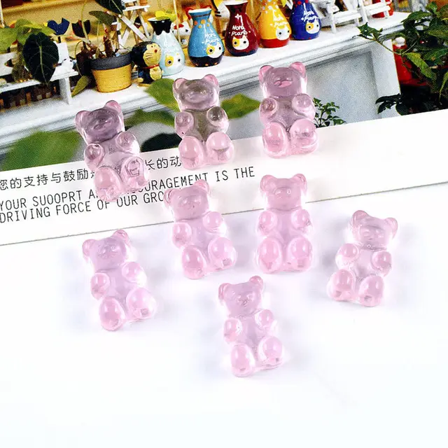 Jelly Transparent Bear Resin Accessories Creative Diy Earrings Necklace Material Pink - Shop at LoveMi