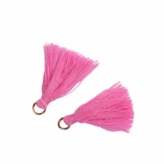 Color 3cm Polyester cotton Hanging Ring Small Tassel Light Rose Red - Shop at LoveMi