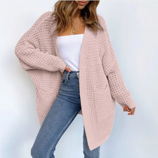 Women's New Style Knitwear Solid Color Long Pink - Shop at LoveMi