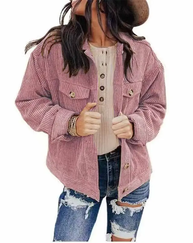 Fall Winter Women's Solid Color Jacket Tops Cardigan Loose Ding Heart Velvet Jacket Pink - Shop at LoveMi