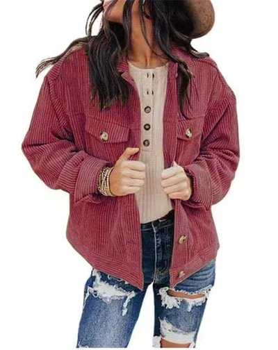 Fall Winter Women's Solid Color Jacket Tops Cardigan Loose Ding Heart Velvet Jacket Wine - Shop at LoveMi
