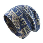 Female Four Seasons Can Wear Modern Nostalgic Newspaper Style Headscarf Hat - Blue