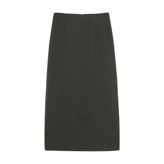 Women's Solid Color Temperament Skirt With Slits Grey - Shop at LoveMi