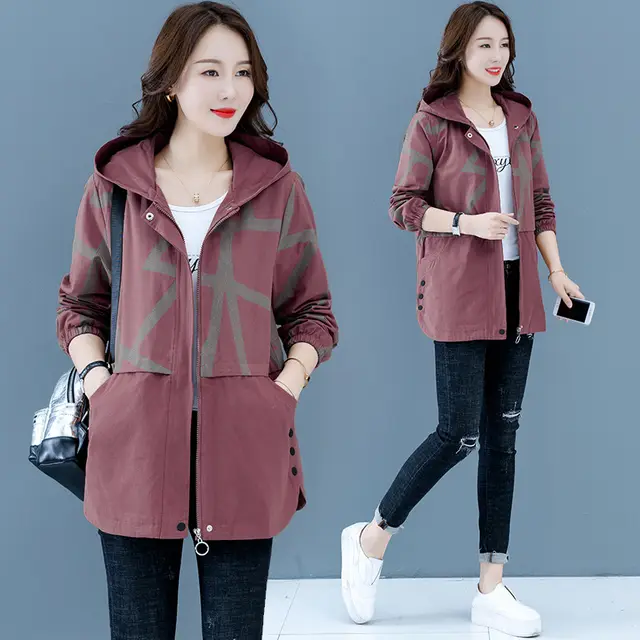 New Style Large Size Windbreaker For Autumn Coat Purple - Shop at LoveMi