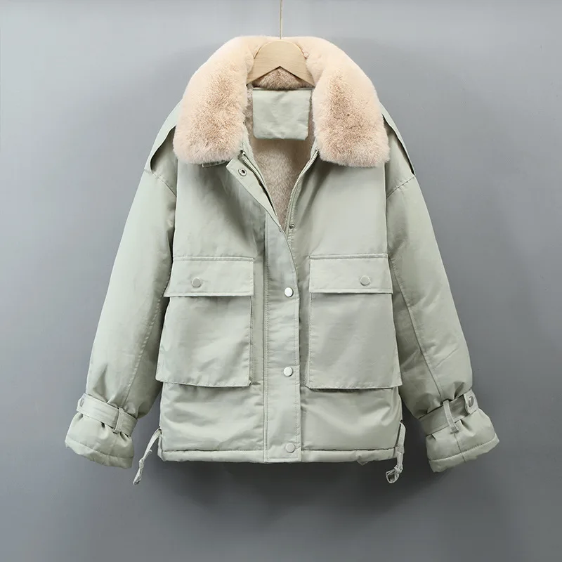 Korean Women's Casual Short Down Padded Jacket - Green