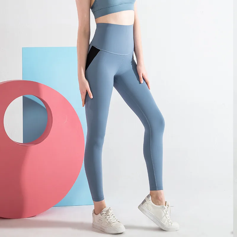 Women's Yoga Hip-lifting Small Feet Cropped Trousers Plus Size Leggings - Blue
