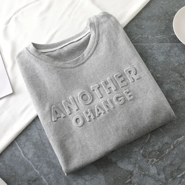 Fashion Letter Printing Female Large 3d Casual Loose T shirt Top Grey - Shop at LoveMi