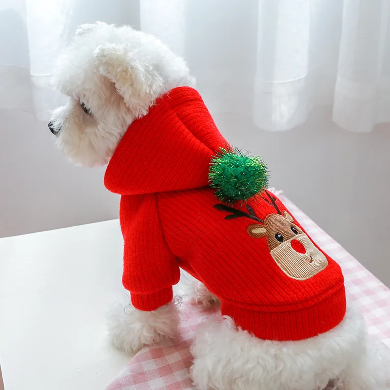 Pet Clothes New Year Festive Christmas Elk Couple Dress Skirt Hoodie - Hoodie - View 1