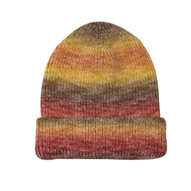 Striped Gradient Tie dye Knitted Pullover Hat Women Orange - Shop at LoveMi