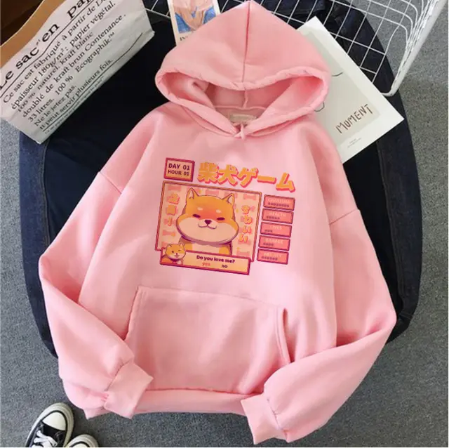 Korean Women's Hooded Plus Fleece Sweater Bottoming Shirt Trend All match Printing Coat Pink - Shop at LoveMi