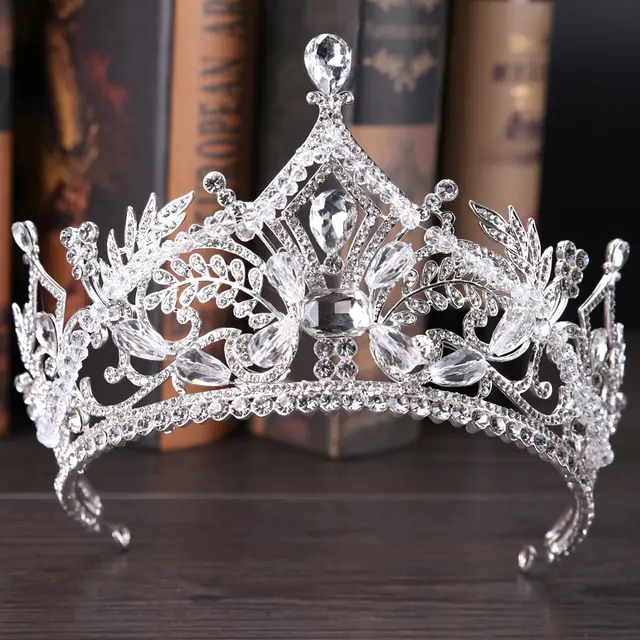 Crystal Big Crown Wedding Hair Accessories White - Shop at LoveMi