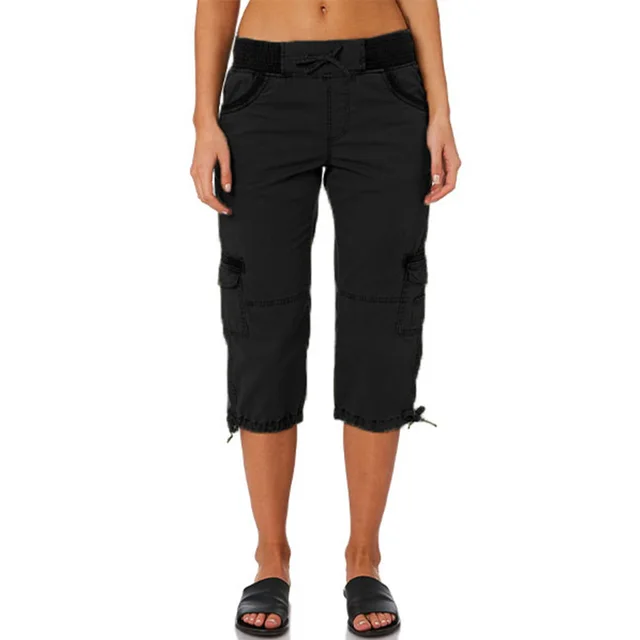 Casual Loose Ladies Drawstring Elastic Waist Overalls Black - Shop at LoveMi